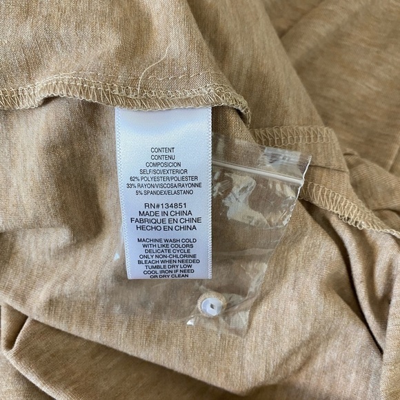 Wayf Padded Shoulder camel Tan Short Sleeve Midi Dress size small - Picture 8 of 11